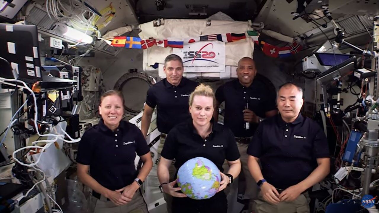 NASA's International Space Station crew flies into space for the New Year - with the tilt of zero gravity