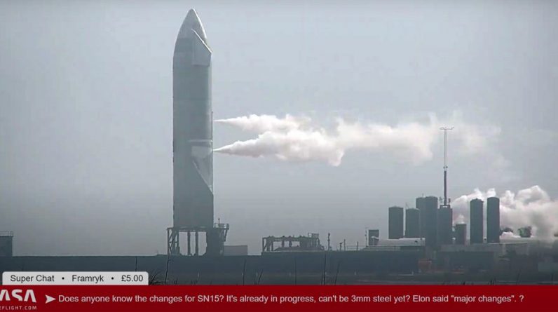 O protótipo da SpaceX Starship fica morno para uma tentativa de lançamento no início desta semana