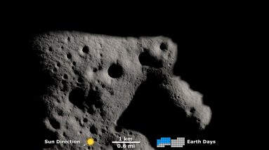 Movimento das sombras dos espiões de reconhecimento lunar perto do pólo sul da lua