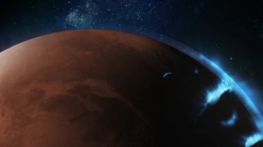 No brilho ultravioleta, auroras em Marte avistadas por um orbitador dos Emirados