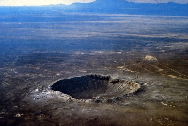 Fotos aéreas da cratera Baringer