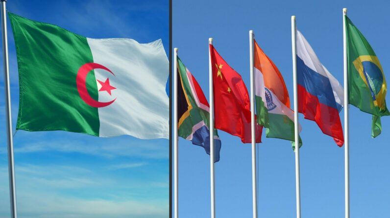 drapeau d'Algérie et drapeaux des pays des BRICS