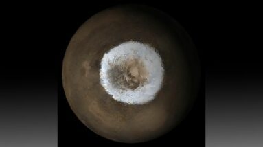 Photo of Mars and its polar cap.