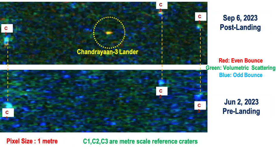 Um pequeno flash de luz pode ser visto na superfície cinzenta da lua