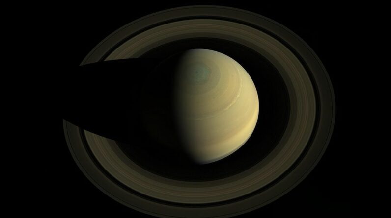 41 Cassini observations were combined to create this image of Saturn