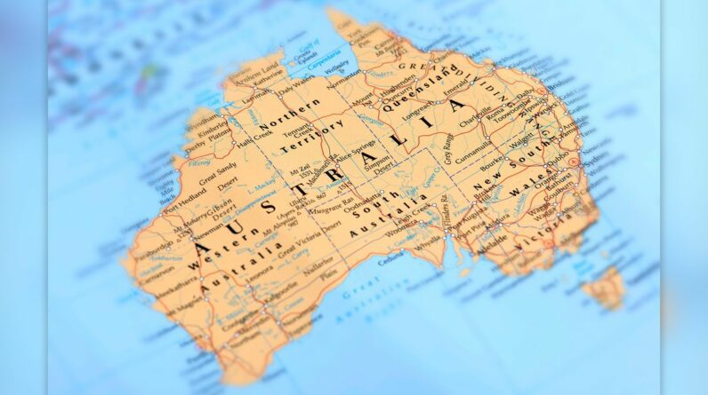 Map of Australia. Selective Focus.