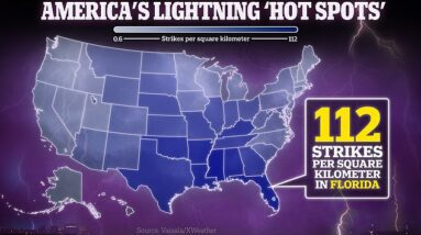 Onde é mais provável que você seja atingido por um raio nos EUA: O mapa mostra onde 36,8 milhões de raios atingirão o país em 2023… O seu estado era uma zona de perigo?