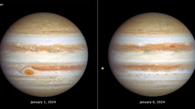 Hubble captura as tempestades estrondosas do gigante e a lua vulcânica Io