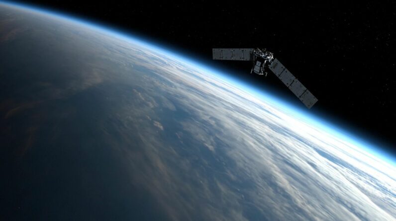 illustration of a spacecraft orbiting earth