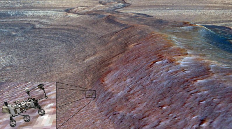 O Mars Rover da NASA segue o caminho do que parece ser um antigo rio